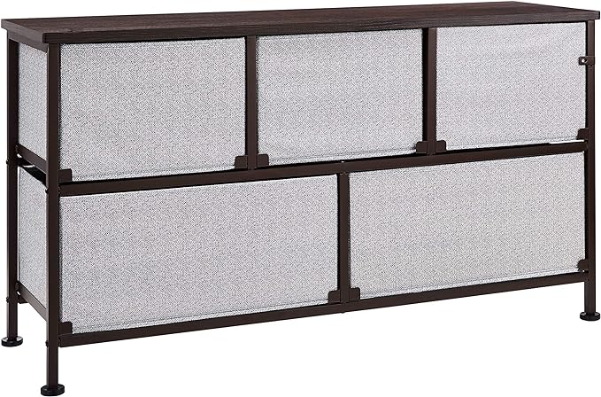 Amazon Basics Extra Wide Fabric 5-Drawer Storage Organizer Unit for Closet, Bronze