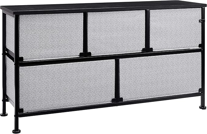 Amazon Basics Extra Wide Fabric 5-Drawer Storage Organizer Unit for Closet, Black